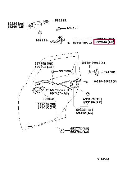 6920433010 Toyota Door handle housing