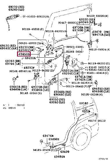 6965028120 Toyota Door lock cable