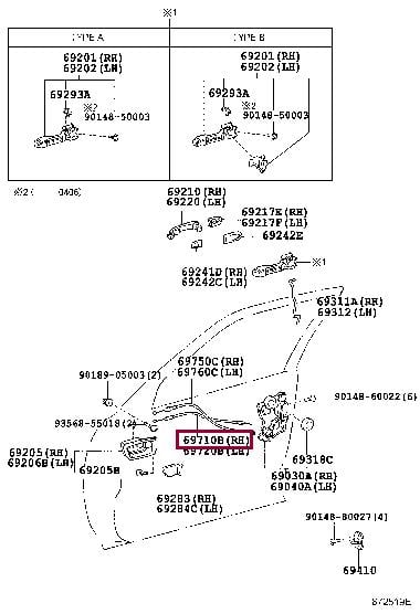 6971033040 Toyota Door lock cable