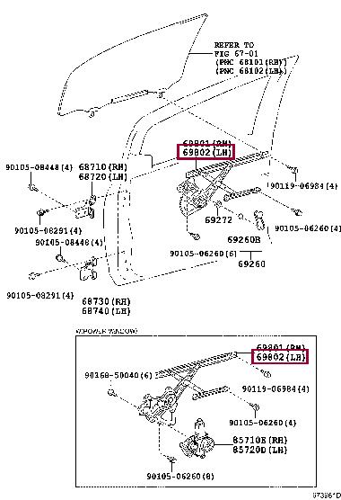 6980252110 Toyota Window Regulator