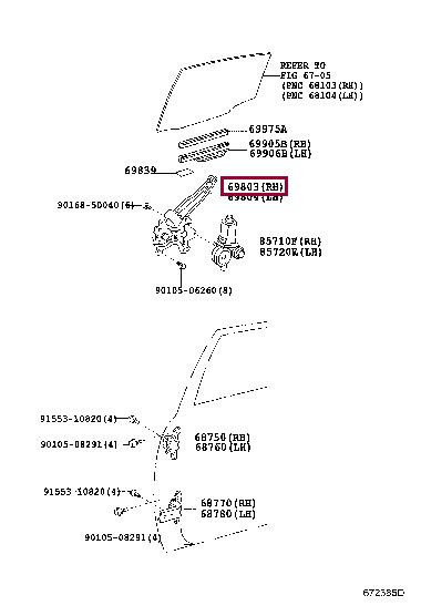 6980352040 Toyota Window Regulator