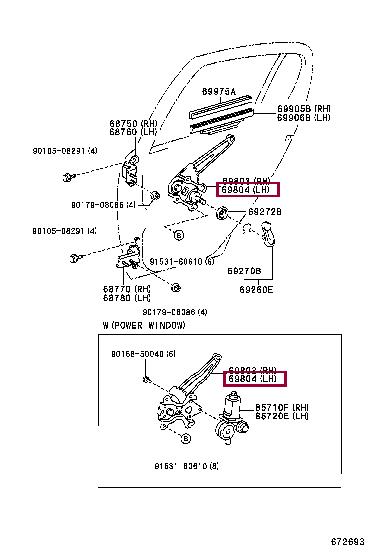 6980452010 Toyota Window Regulator