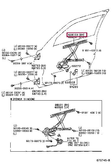6981012560 Toyota Window Regulator
