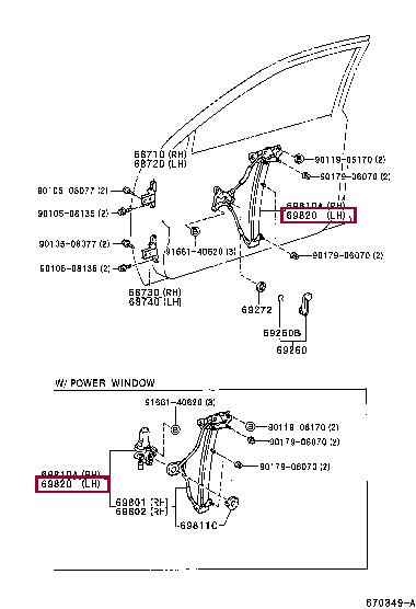 Window lifter Toyota Corolla: 6982002051 Toyota Window Regulator