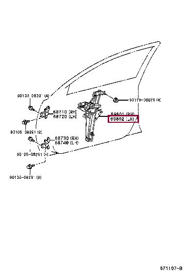 Window regulator Toyota Avensis: 6982005031 Toyota Window Regulator