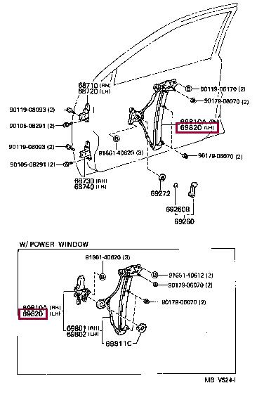Window regulator Toyota Corolla: 6982012390 Toyota Window Regulator