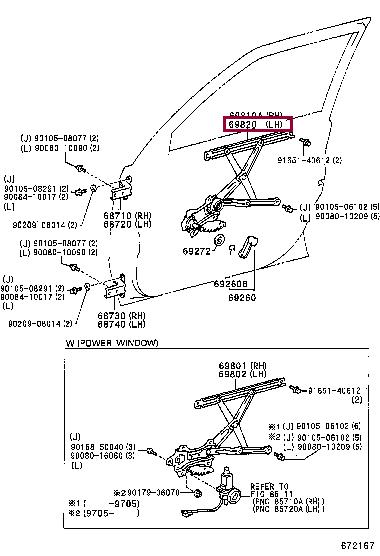 Window winder mechanism Toyota Corolla: 6982012560 Toyota Window Regulator