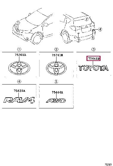 Toyota 75441-42070 Emblem 7544142070