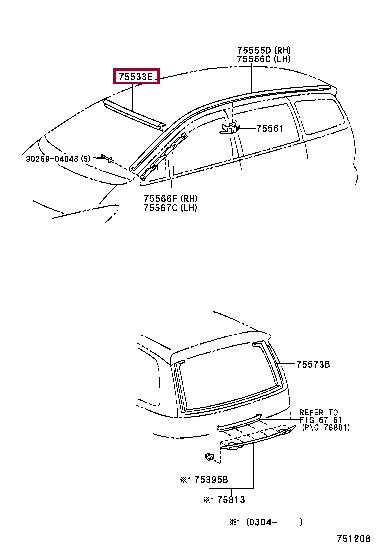 7553328020 Toyota Window glass seal