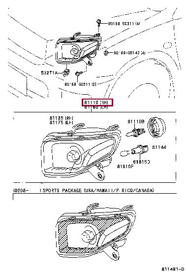 8111042220 Toyota Headlamp