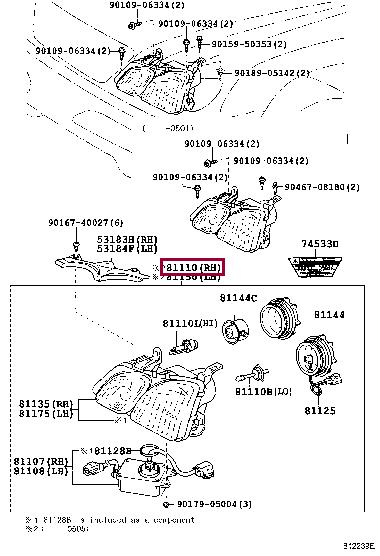 811106A251 Toyota Headlamp