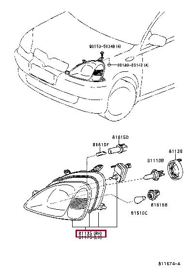 Toyota 81130-0D080 Headlight right 811300D080