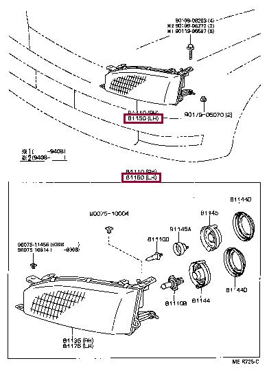 Front lights Toyota Camry: 8115033032 Toyota Headlamp