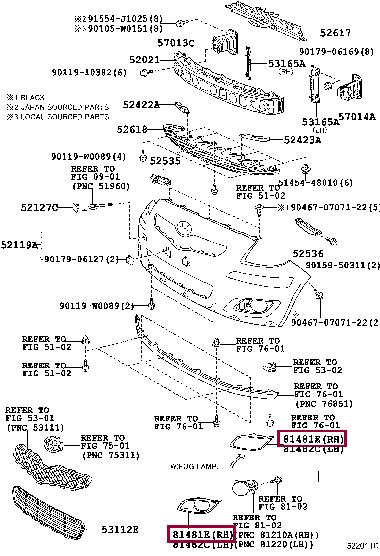 814810D100 Toyota Front bumper grill