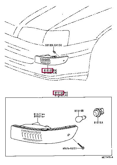 Side indicator Toyota: 8151005010 Toyota Indicator light