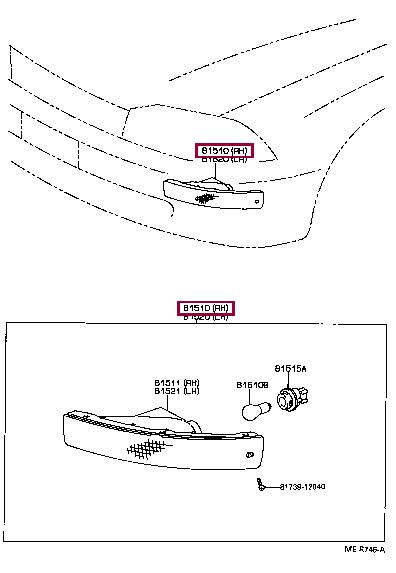 Side indicator Toyota Camry: 8151033021 Toyota Indicator light