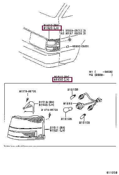 Side indicator Toyota: 8152095J16 Toyota Indicator light