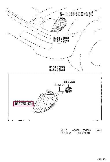8152160350 Toyota LENS & BODY, FR TURN