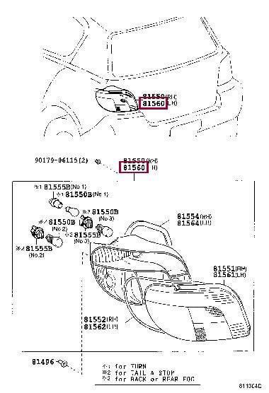 Toyota 81560-52320 Combination Rearlight 8156052320 8156052320 Toyota Combination Rearlight