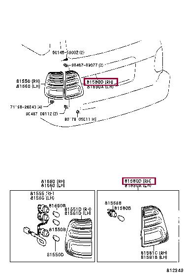 Toyota 81580-60010 Combination Rearlight 8158060010