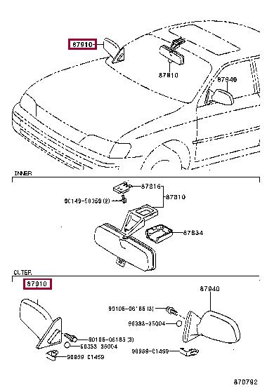 8791002073 Toyota Outside Mirror