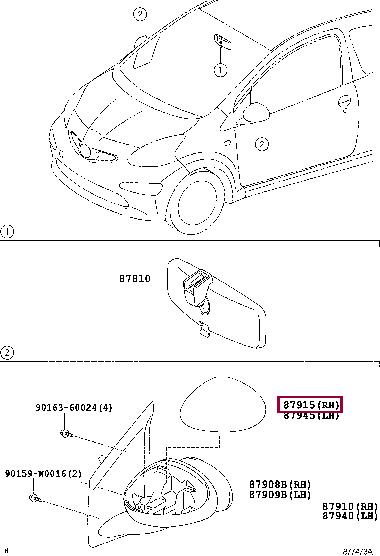 Toyota 87915-0H901 COVER, OUTER MIRROR 879150H901