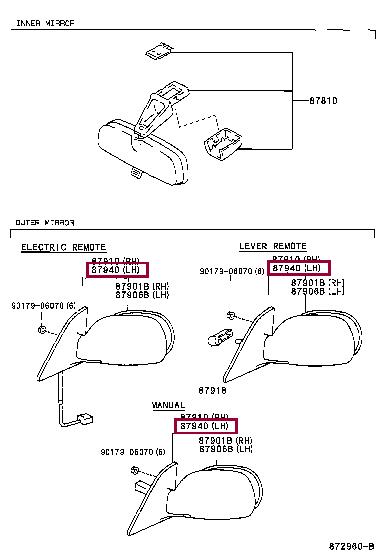 Toyota 87940-02150 Rearview Mirror 8794002150