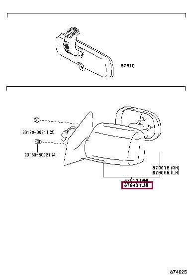 Toyota 87940-0D030 Rearview Mirror 879400D030