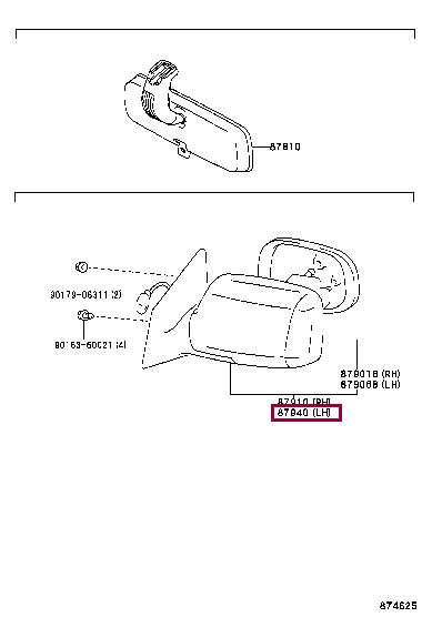 Toyota 87940-0D909 Rearview Mirror 879400D909