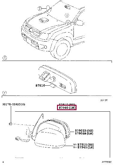 Toyota 87940-0K062 Outside Mirror 879400K062 879400K062 Toyota Outside Mirror
