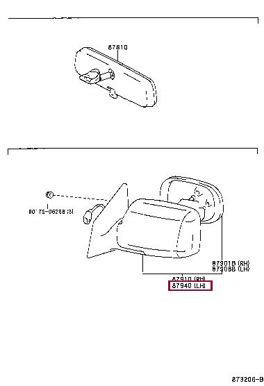 Toyota 87940-52270-B0 Rearview Mirror 8794052270B0