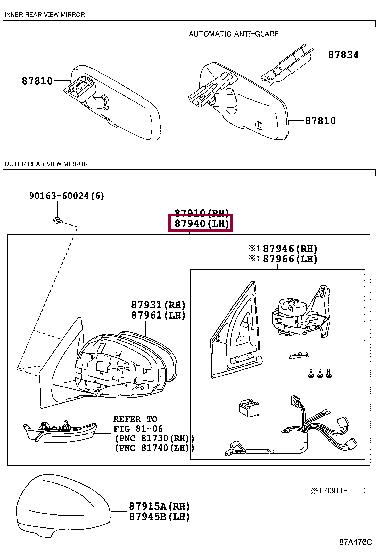 Toyota 87940-74060 Rearview Mirror 8794074060