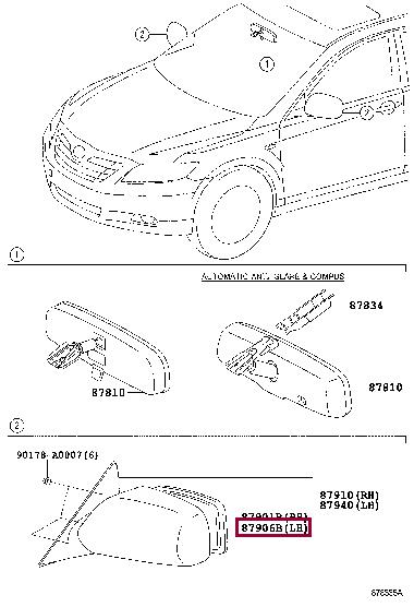 8796106200 Toyota MIRROR OUTER, RR VIE
