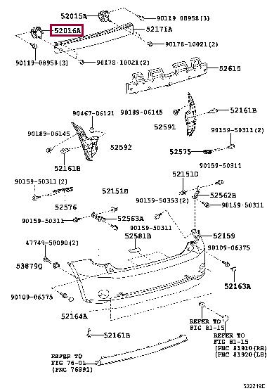 5201612310 Toyota Rear bumper bracket, left