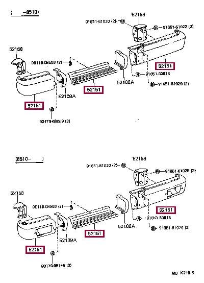 5210790K03 Toyota Bumper rear