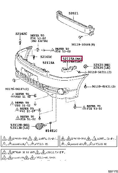 5211544060 Toyota Bracket bumper