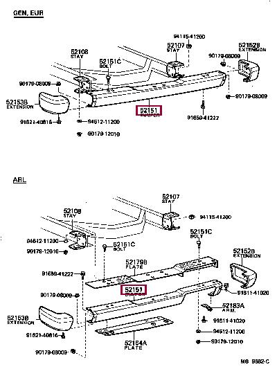 5215290A01 Toyota Bumper rear