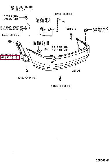 5215344010 Toyota Mudguard rear left
