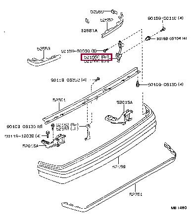 5215520260 Toyota Rear bumper retainer