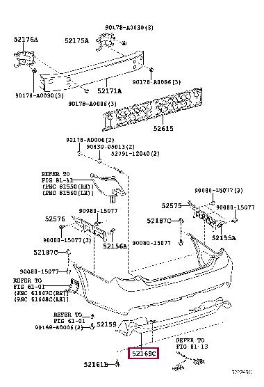 5216907010 Toyota Bumper rear