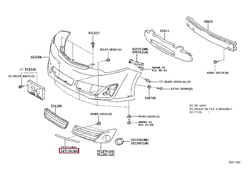 5271306040 Toyota Front bumper grill