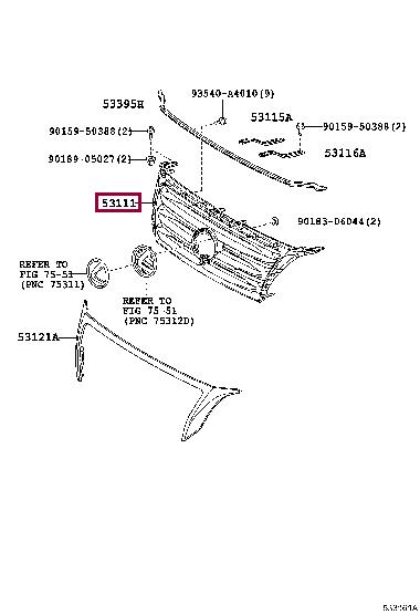 5310160B71 Toyota Grille radiator