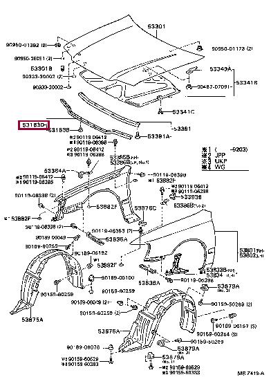 5318320080 Toyota Hood seal