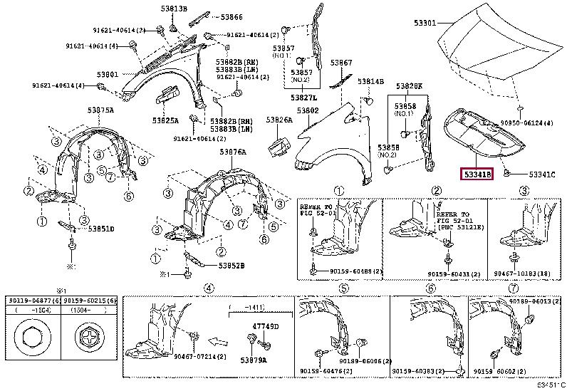 5334147030 Toyota INSULATOR, HOOD