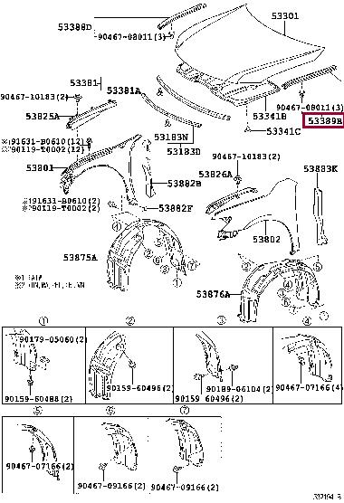 5338906040 Toyota Hood seal