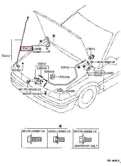 Toyota 53410-12180 Hood hinge 5341012180