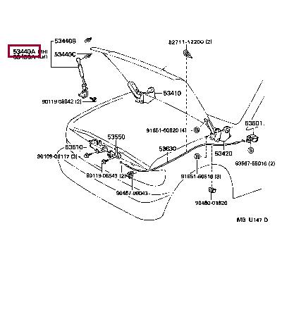 5344069015 Toyota Tailgate strut