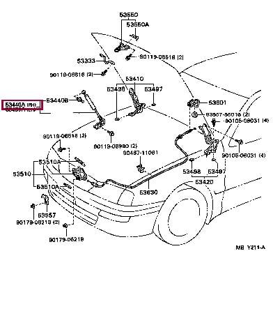 53440A9010 Toyota Hood shock absorber