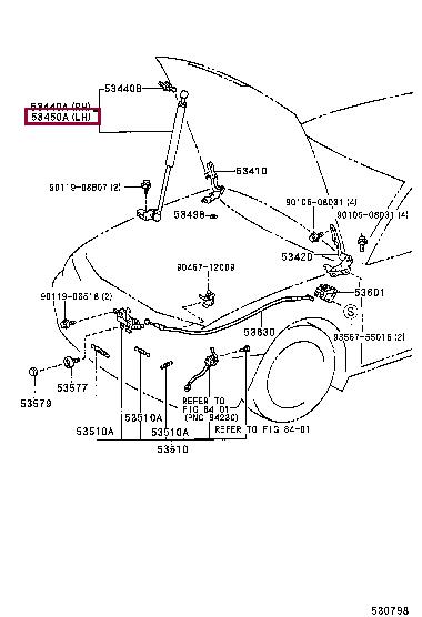 5345069045 Toyota Hood shock absorber