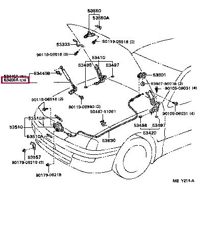 53450A9010 Toyota Hood shock absorber